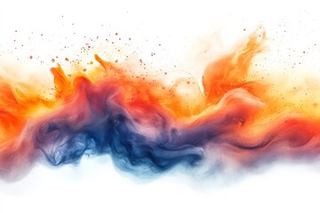 Fototapeta premium Vibrant abstract artwork featuring swirling patterns of orange, red, and blue hues on a white background