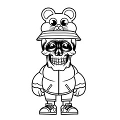 Mascot character design cartoon hamster hat outline