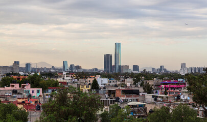 Naklejka premium Aerial view over Mexico City at sunset. Mexico city, Mexico