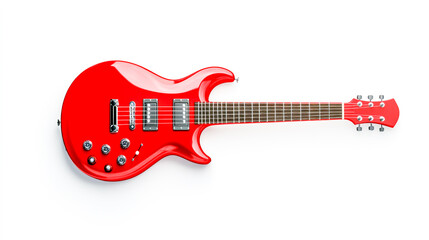 Vibrant Red Electric Guitar Isolated on White Background &ndash; High-Resolution Generative AI Image