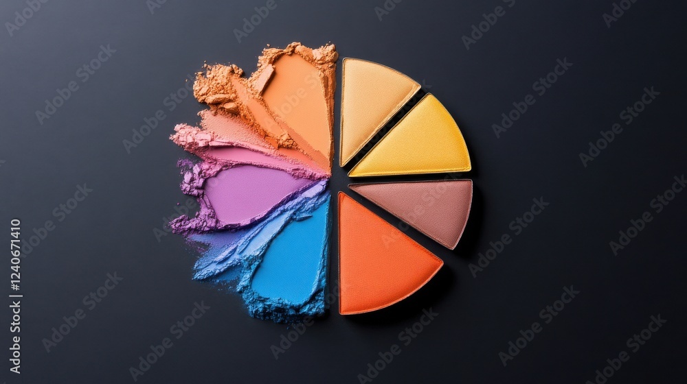 Poster A vibrant pie chart comparing preferences for shimmer versus matte eyeshadows