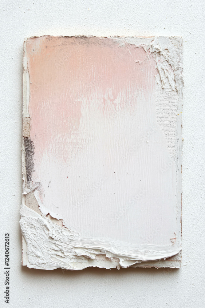 Poster minimalistic scrapbook-style composition with textured cardboard and subtle paint strokes