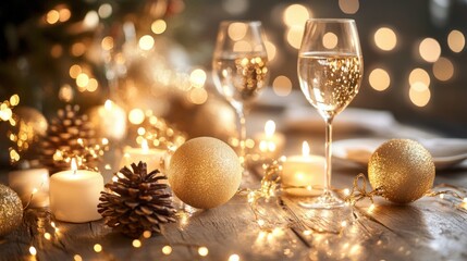 Romantic and festive vintage-style glitter lights softly illuminating the background