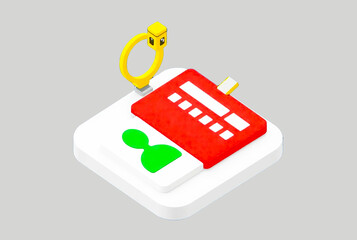 3D ID card design icon on the internet button