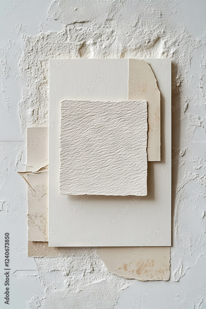 Poster minimal scrapbook design featuring textured paper and subtle embossing in an artistic layout
