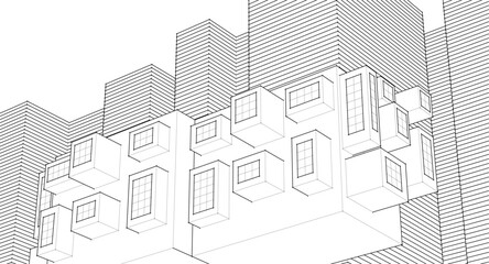 abstract modern architecture 3d illustration