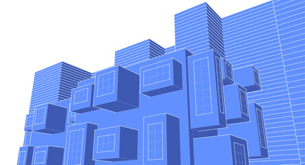 abstract modern architecture 3d illustration