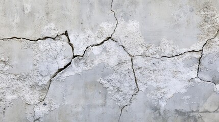 Obraz premium Detailed View of a Weathered Concrete Wall with Deep Cracks