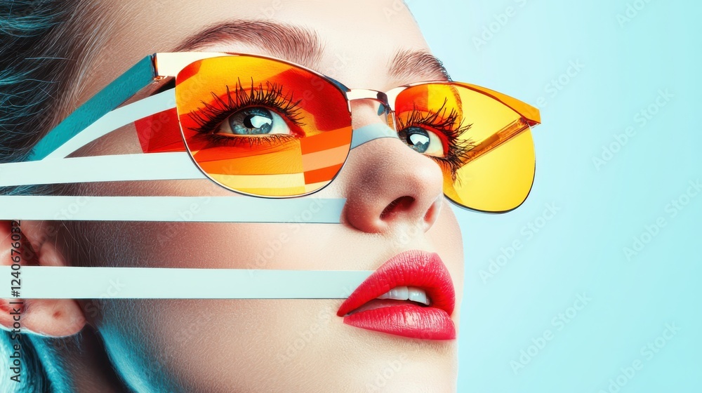 Poster creating a striking visual representation of vintage pop art elements combined with modern design te