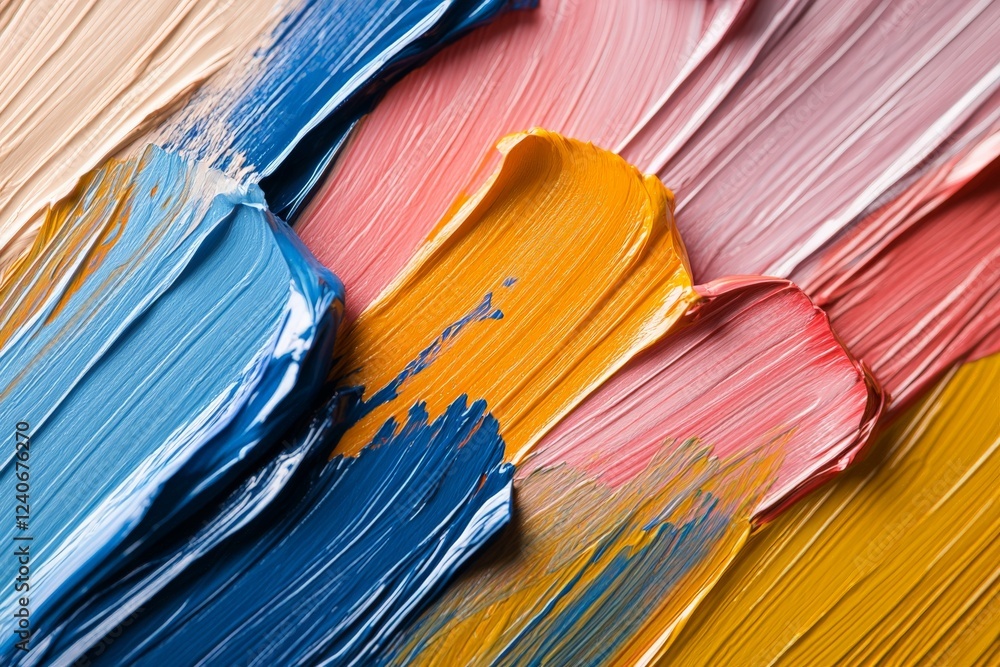 Aufkleber vibrant strokes of paint create an abstract artwork showcasing rich colors and textures on a canvas