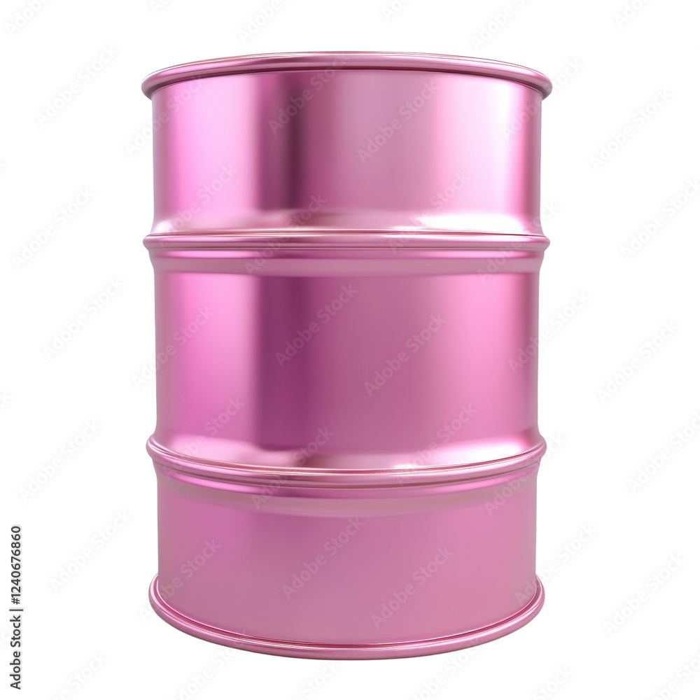 Poster The image shows a single pink metallic barrel isolated on a black background.  It appears to be empty and cylindrical.