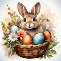 easter bunny with easter eggs