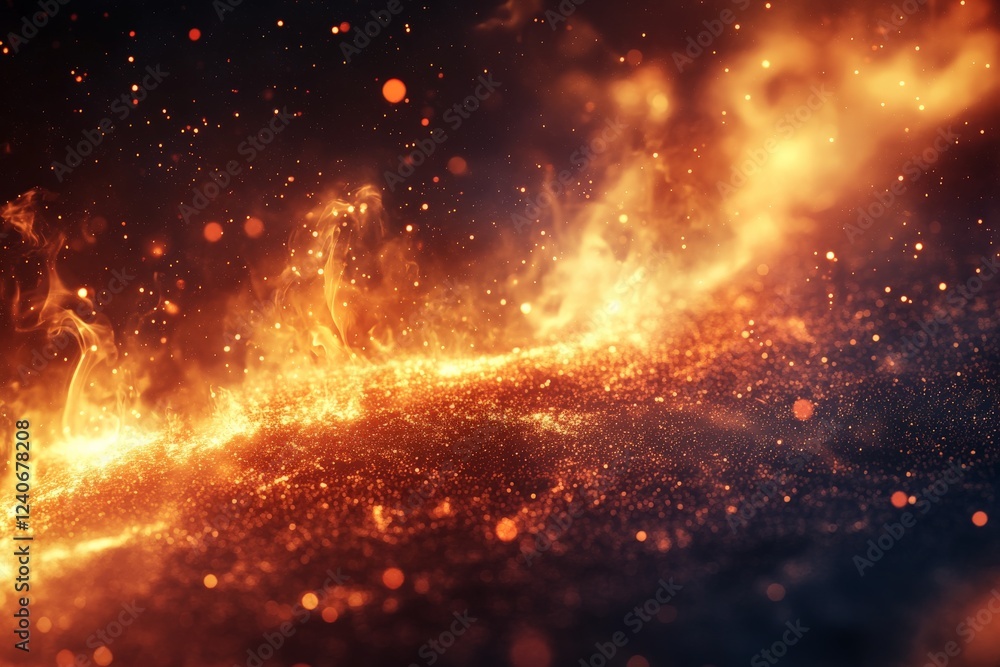 Aufkleber flames and embers dancing in the dark, creating an intense and captivating display of fiery beauty