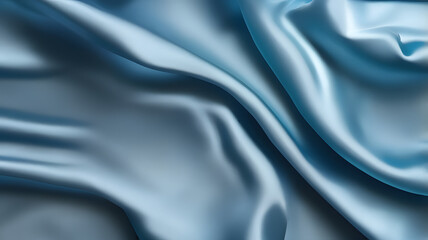 Fototapeta premium Luxurious Blue Satin Fabric with Smooth and Elegant Folds.