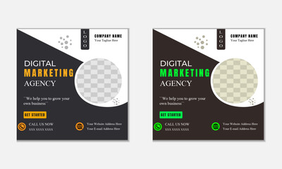 Digital business marketing social media post, Fitness social media post banner template, business social media post banner template