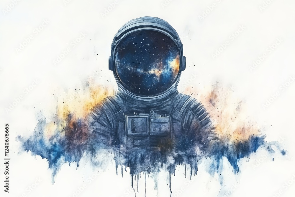 Aufkleber astronaut gazing at the universe with a galaxy visible in the helmet during a cosmic exploration mom