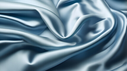 Fototapeta premium Luxurious Blue Satin Fabric with Smooth and Elegant Folds.