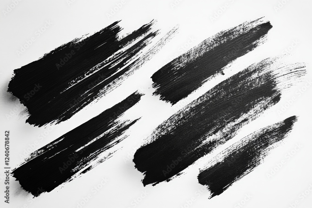 Poster creative black paint strokes on a white canvas showcasing artistic expression and contrasting colors