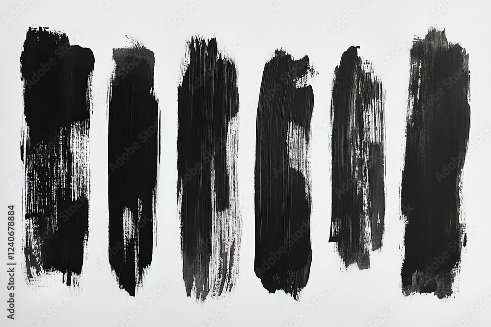Poster abstract black brush strokes on a white canvas showcasing varied textures and artistic expressions i