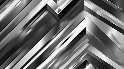 Obraz premium Futuristic Metallic Geometric Abstract Background in Silver and Black.