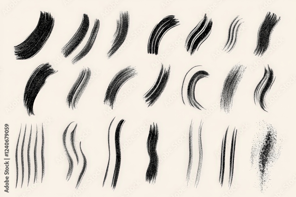 Aufkleber abstract black brush strokes on a light background showcasing various artistic techniques and expres
