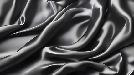 Fototapeta premium Elegant Black Silk Fabric with Luxurious Flowing Texture.