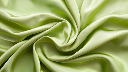 Obraz premium Light green satin fabric draped in elegant folds showcasing a smooth texture and soft sheen suitable for fashion and decor