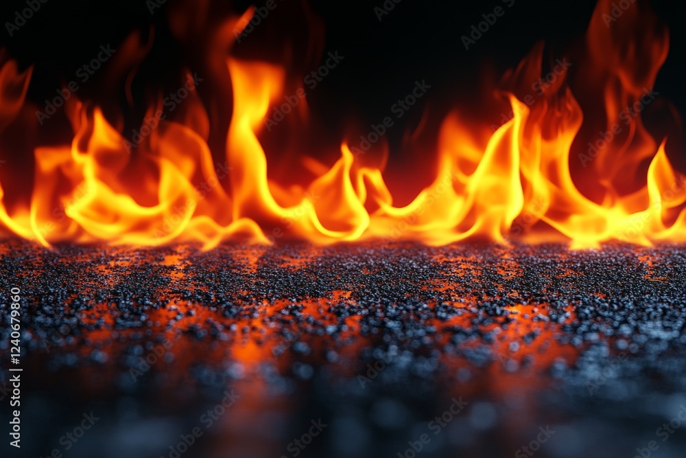 Aufkleber flames dance above a dark surface creating an intense and vibrant display of heat and light