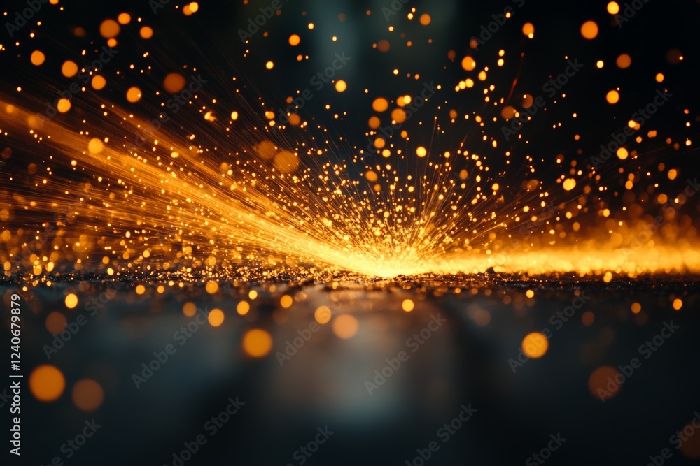 Aufkleber golden sparks illuminate the darkness in a vibrant display of energy and movement during an artistic
