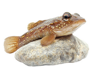unique mudskipper fish resting on rock, showcasing its distinctive features and colors. This fascinating creature is well adapted to its environment, making it remarkable sight