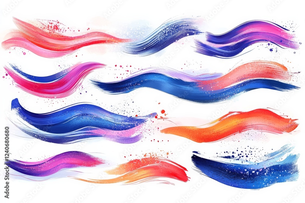 Poster Colorful abstract brush strokes create a dynamic visual experience in artistic design and creative projects