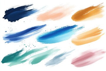 Colorful brush strokes arranged in a vibrant and artistic pattern on a white background showcasing...