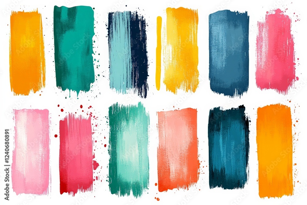 Aufkleber vibrant color palette showcasing a variety of brush strokes for art and design projects