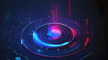 Obraz premium A futuristic digital fingerprint scanner glowing in red, condept for Biometric security, cybersecurity, digital authentication, and futuristic technology.