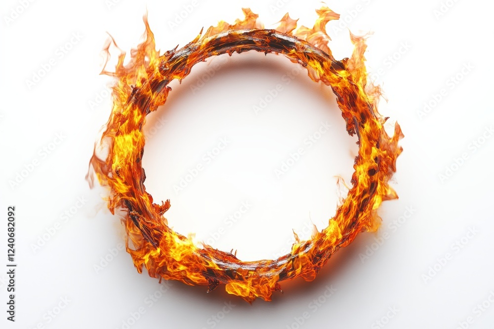Leinwandbilder circular fire ring surrounded by flames with a bright background creating an intense visual effect