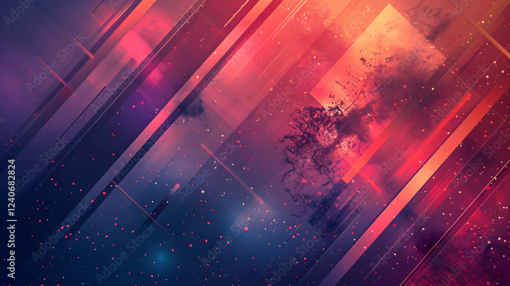 Poster abstract vibrant geometric pattern with colorful gradients and textures creating depth