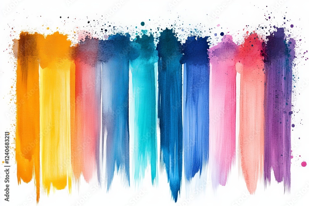 Poster vibrant paint strokes create a colorful abstract art piece with dynamic textures and hues