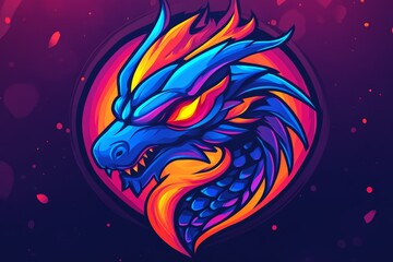 Fototapeta premium Colorful dragon illustration with vibrant hues and intricate detail in a dynamic design setting