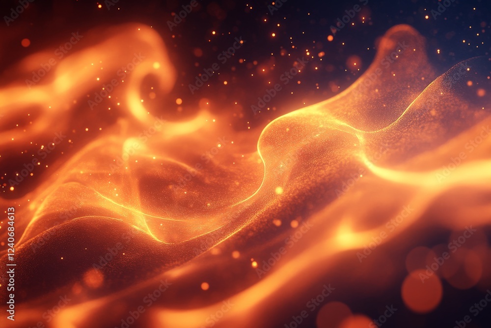 Aufkleber vibrant waves of orange and gold create a mesmerizing visual of swirling light and energy in a dark 