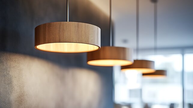 Light fixtures or oak design in a lovely eatery with a loyalty scheme wall