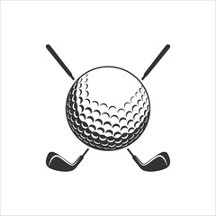 Golf Clubs logo with ball and crossed golf sticks