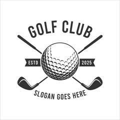 Golf Clubs logo with ball and crossed golf sticks