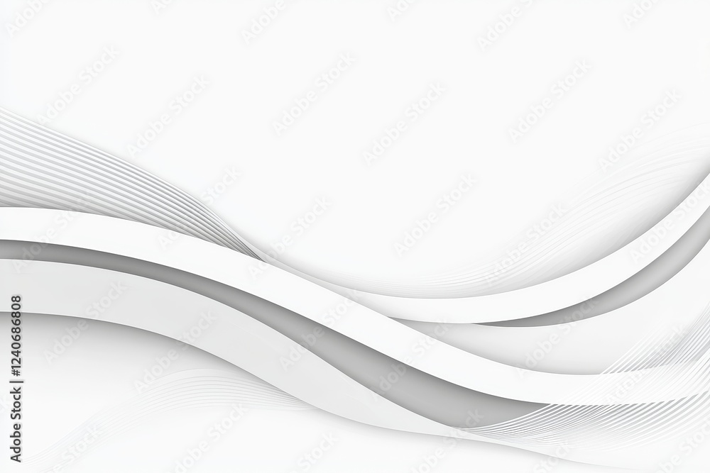 Poster a soft abstract background with flowing waves in tones of white and light gray