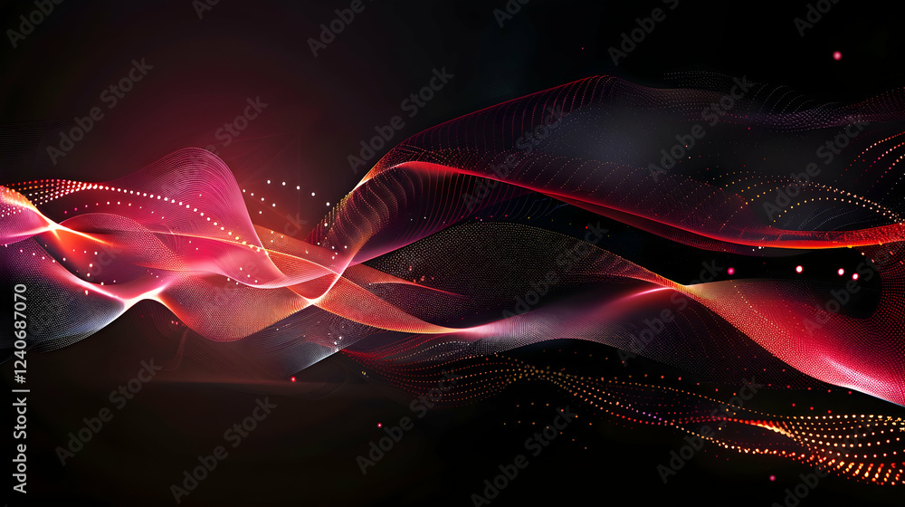 Aufkleber abstract waves of vibrant colors flowing through a dark background, creating a dynamic visual effect