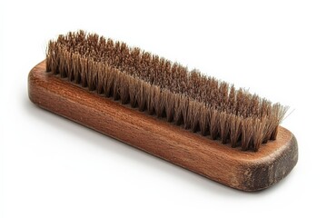 Wooden brush with natural bristles for grooming and cleaning tasks at home or in professional settings