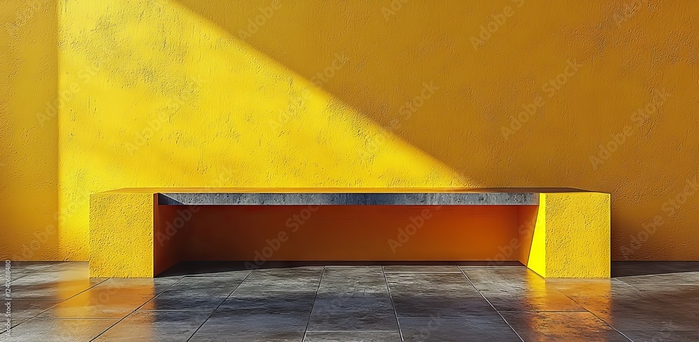 Poster a wallpaper template featuring a yellow gradient background light with an abstract orange floor, sui