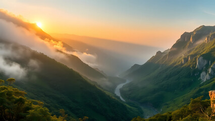 sunset in the mountains