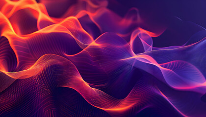 Obraz premium Abstract vibrant waves of color and light flowing dynamically, creating a mesmerizing digital landscape