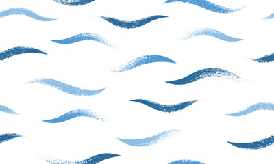 Seamless wave pattern. Wavy grunge brush stroke. Hand drawn water sea  vector background.