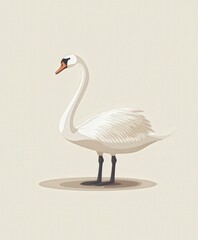 Fototapeta premium Elegant White Swan Standing Gracefully on Soft Background